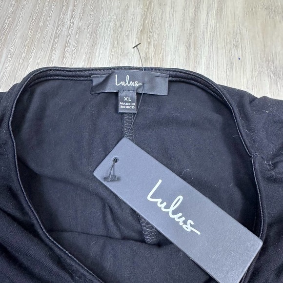 NWT Lulu's Swept Away Black Long Sleeve Jersey Knit Side Slit Maxi Dress Size XL - Picture 13 of 15